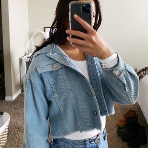 Cropped Corduroy baby blue jacket